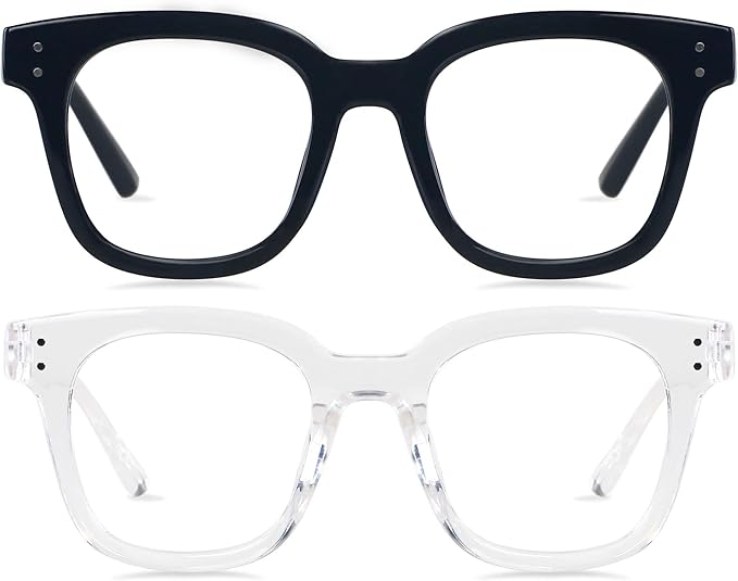 ANDWOOD Blue Light Blocking Glasses Women Computer Screen Oversized Bluelight Blocker for Big Heads Anti Eye Strain