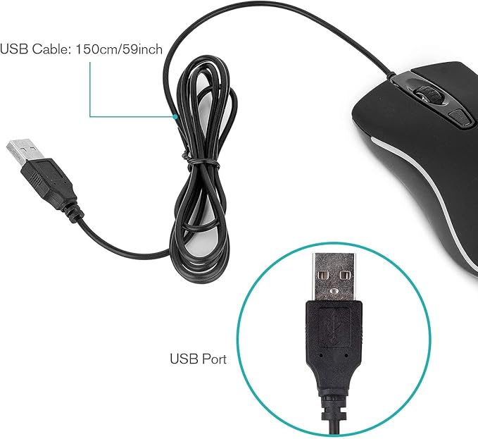 Rii Wired Mouse, RM105 USB Computer Mouse,RGB Optical Office Mice for PC,Computer,Laptop,Desktop,Windows (10 Pack)