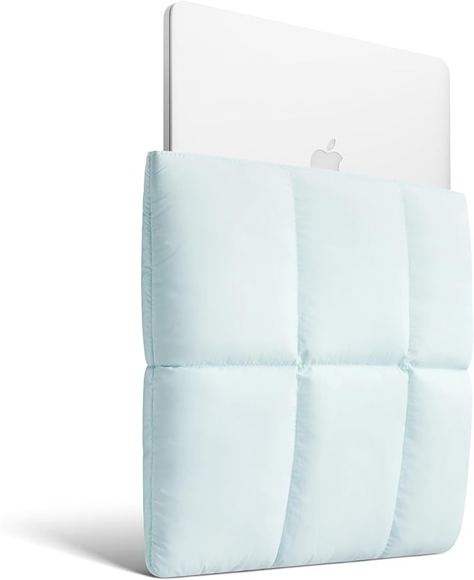Comfyable Puffy Laptop Sleeve 15 16 Inch, Quilted Puffer Laptop Carrying Case for Women, Pillow Pouch Compatible for MacBook Air M5 & MacBook Pro M5 Pro/Max 2026, Blue