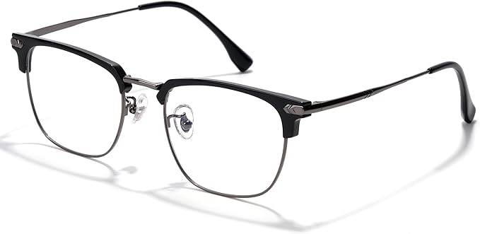 ZanyLen Blue Blocker Glasses for Men Metal Browline Computer Gaming Glasses Filter Blue Ray