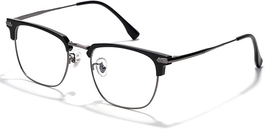 ZanyLen Blue Blocker Glasses for Men Metal Browline Computer Gaming Glasses Filter Blue Ray