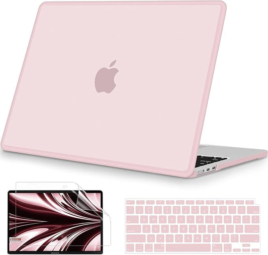 B BELK Compatible with MacBook Air 13 inch Case M5 2026 2025 2024 2023 2022 M4 M3 M2 A3449 A3240 A3113 A2681, [Anti-Cracking] Soft TPU Bumper+Keyboard Cover for MacBook Air 13.6 inch Case, Baby Pink