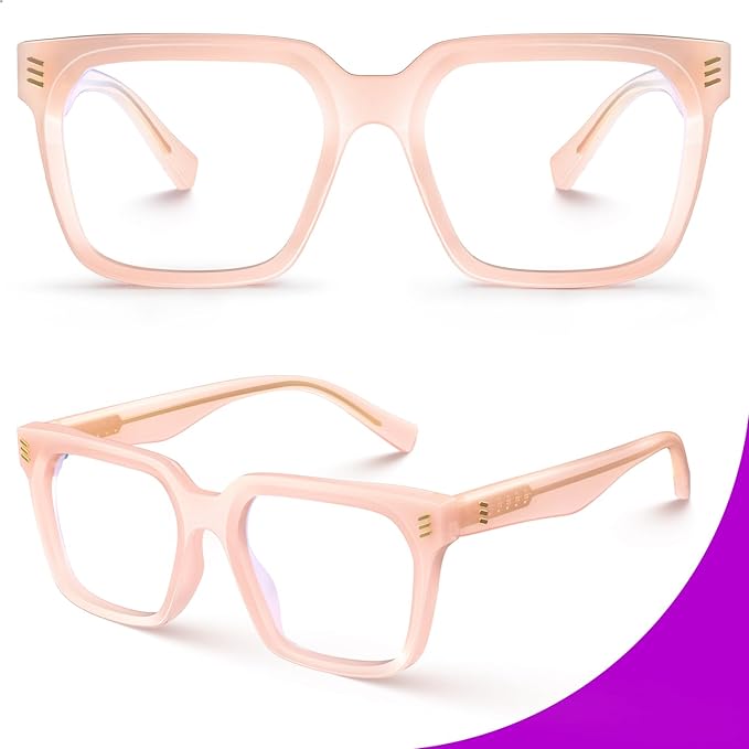 VISOONE Rectangle TR90 Blue Light Blocking Glasses Computer Eyewear with Preppy Look for Women and Men Cougar