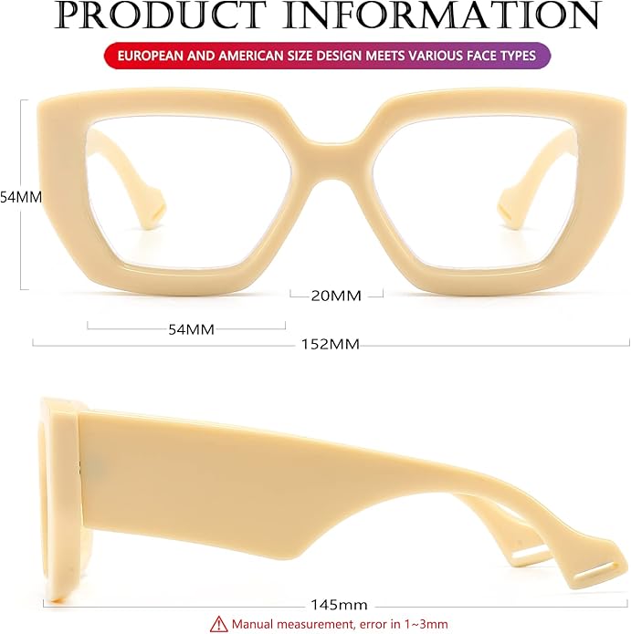 AIEYEZO Thick Frame Blue Light Glasses Men Women, Fashion Square Computer Eyeglass Anti Eyestrain & Prevent Headache