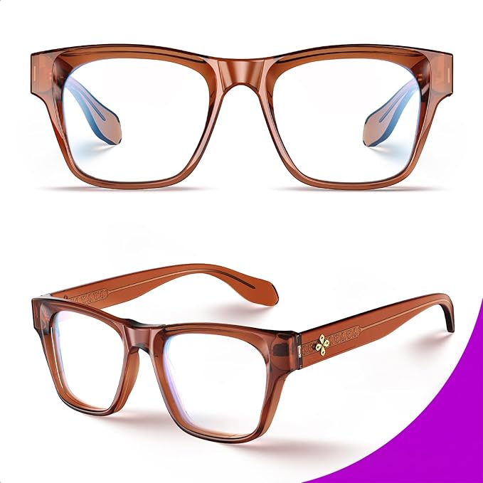 VISOONE Square Blue Light Blocking Glasses TR90 Clear Lens for Women Men BONA