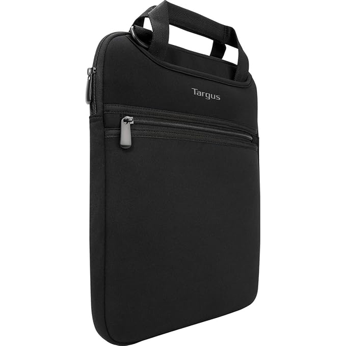 Targus Vertical Slipcase Laptop Messenger Bag, Black - Hideaway Handles with Cross Shoulder Strap and Protective Padding, Fits 14" Laptop (TSS913)