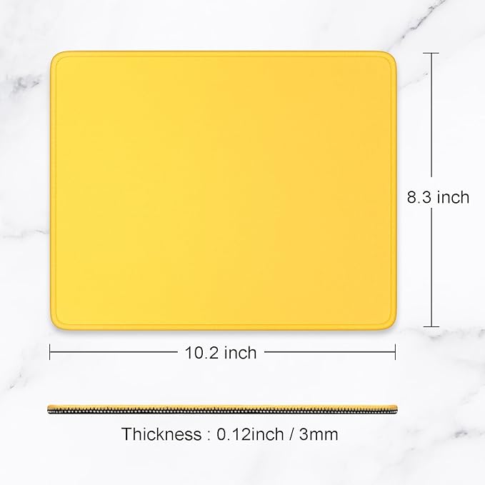 Hsurbtra Mouse Pad, Premium-Textured Square Mousepad 10.2 x 8.3 Inch, Stitched Edge Anti-Slip Waterproof Rubber Pretty Cute Computer Mat for Office Gaming Laptop Women Kids Apricot Yellow