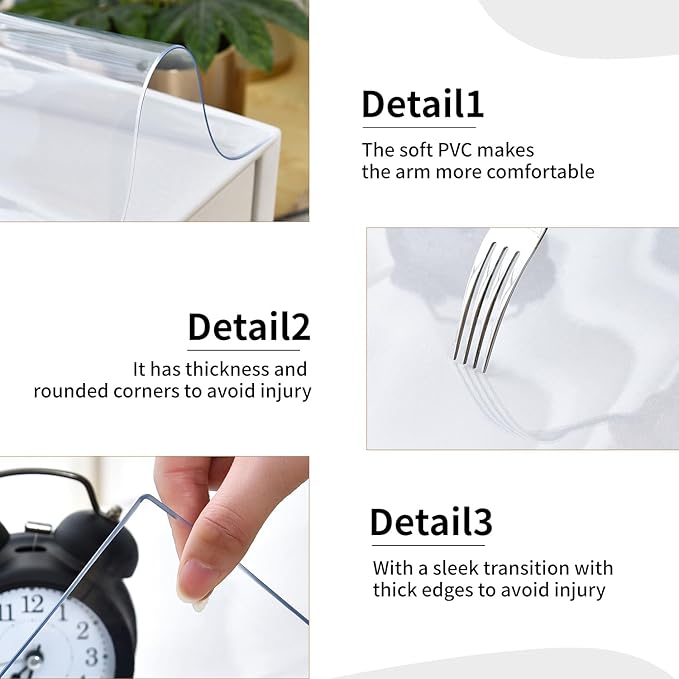Clear Desk Mat, Non-Slip PVC Desk Protector Mat with Round Edge, Heat Resistant & Waterproof Clear Desk Writing Mat for Home and Office (27.6''*15.7'')