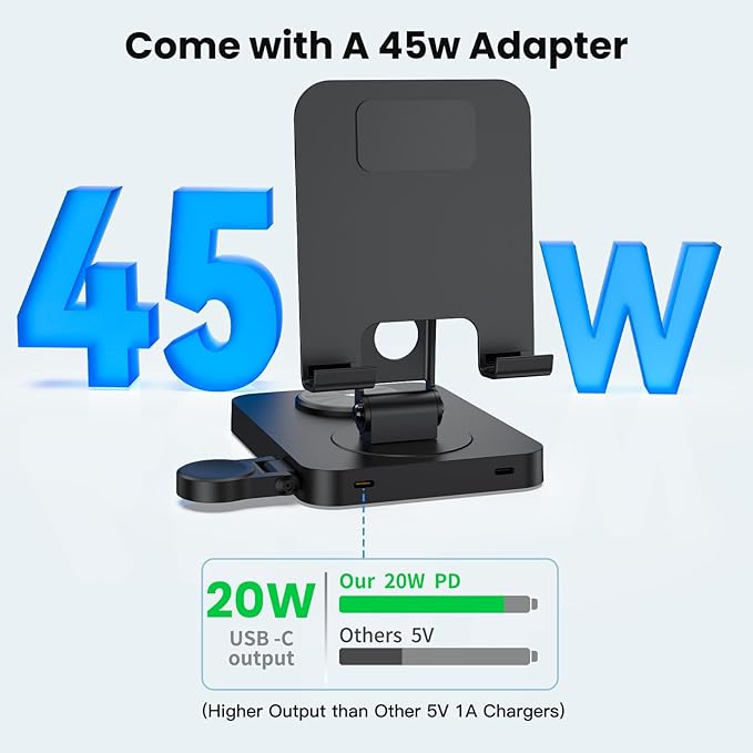 Charging Station for Apple Multiple Devices, Wireless Charger 3 in 1 for iPhone 16/15/14/13/12 Series, AirPods Pro 2, iPad Stand, Watch Charger for iWatch Series 10/9/8/7, Multi Charger Station