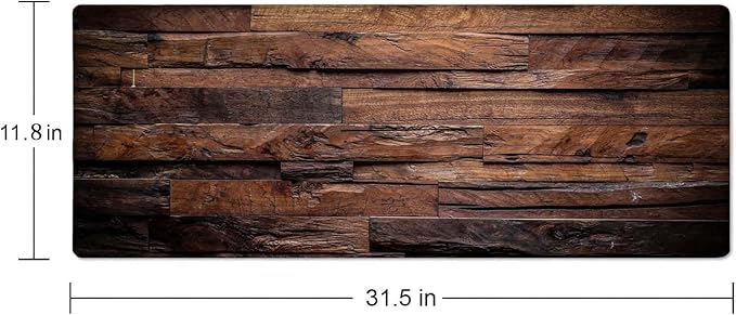 Large Extended Gaming Mouse Pad with Stitched Edges, Non-Slip Waterproof Rubber Base Mouse Pad for Office, Computer, Keyboard, Laptop and Home Desk Pad 31.5 x 11.8 x 0.12 Inch Dark Wood Texture