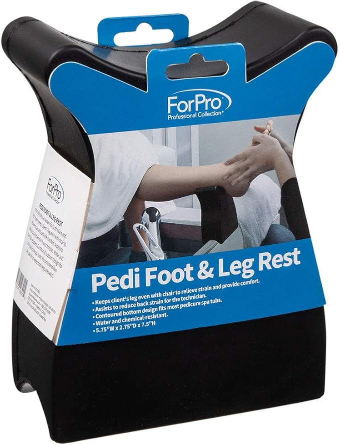 ForPro Professional Collection Pedi Foot & Leg Rest, Portable Foot and Leg Rest, 5.75 W x 2.75 D x 7.5 H, Black