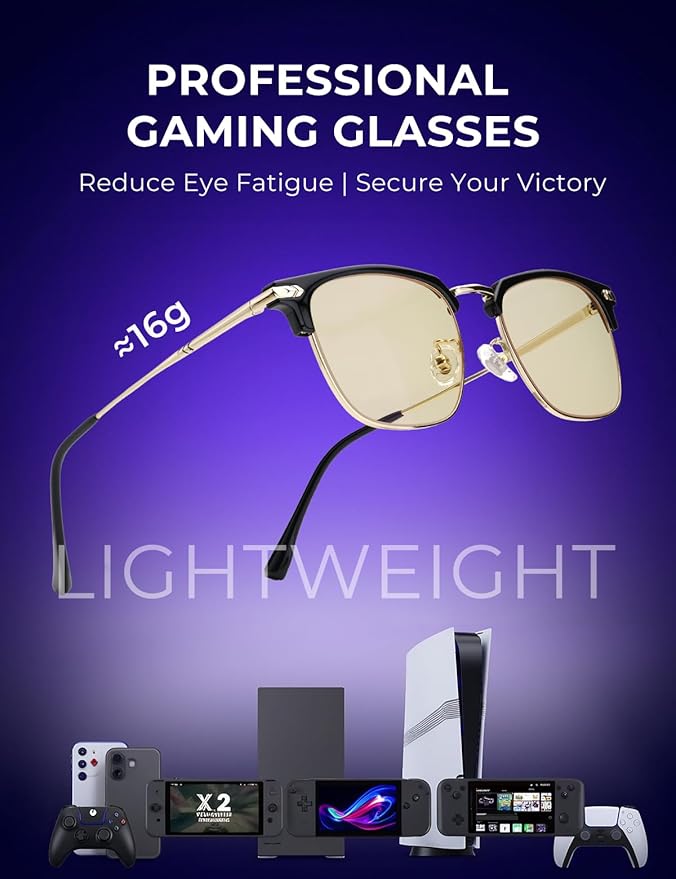 ZanyLen Blue Blocker Glasses for Men Metal Browline Computer Gaming Glasses Filter Blue Ray