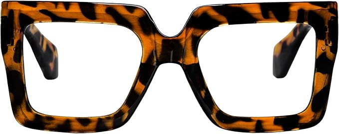hoyuwak Oversized Square Blue Light Glasses Big Frame Computer Eyewear Thick Fashion Clear Glasses for Women Fashion