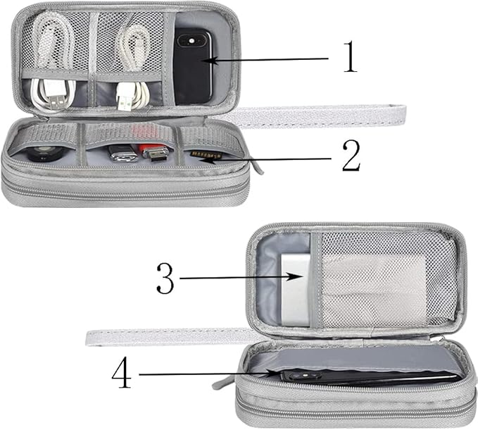 Electronics Accessories Bag, Universal Electronics Accessories Organizer Case, Waterproof Portable Cable Organizer Bag, Travel Gear Carry Bag for Cord, Charger, Flash Drive, Phone, SD Card, Gray