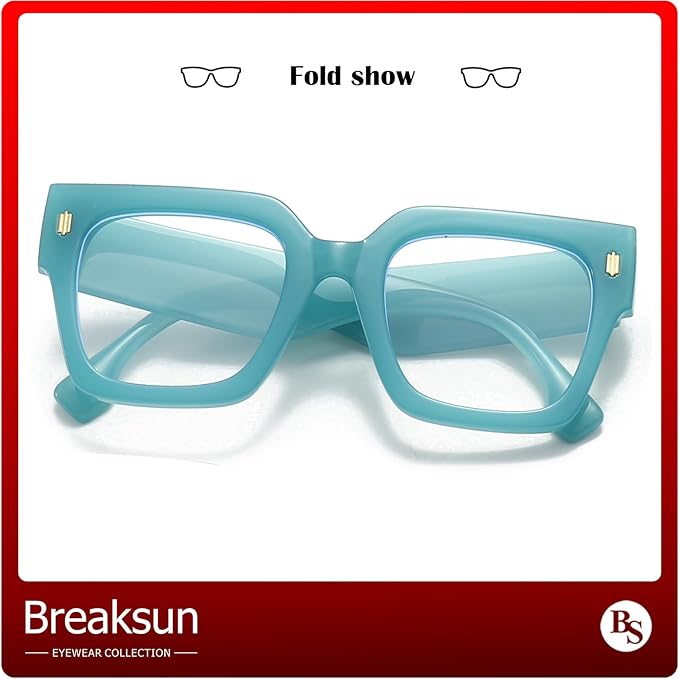 Breaksun Fashion Oversized Blue Light Blocking Glasses for Women Men Trendy Big Square Frame Computer Eyeglasses
