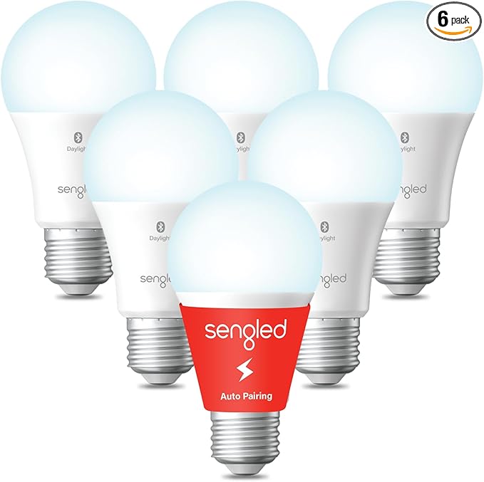Sengled Alexa Light Bulb, Smart Light Bulbs That Compatible with Alexa Only, Bluetooth Mesh Standard A19 E26 Dimmable LED Bulb Daylight 5000K, 60W Equivalent 800LM, High CRI, High Brightness, 6 Pack
