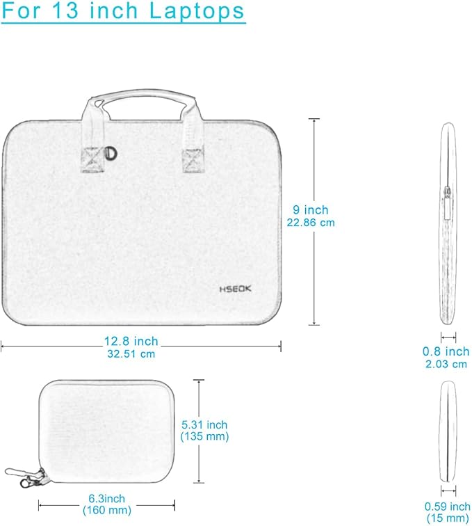 Hseok Laptop Sleeve 13 inch Case with Small Case, Compatible with MacBook Neo 13, MacBook Air Pro 13 M5/M4/M3/M2/M1, iPad Pro Air 12.9 13, XPS 13 and More, Neoprene Computer Handbag, P01K01