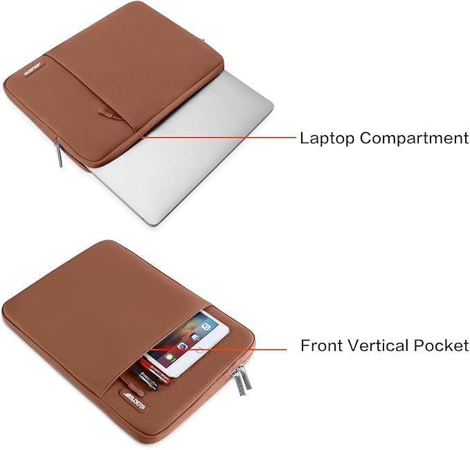 MOSISO Laptop Case 15 inch, 15 inch Laptop Sleeve Compatible with MacBook Air M5 A3448 M4 A3241 M3 A3114 M2 A2941 2026-2023, Dell XPS, Polyester Vertical Computer Sleeve Bag with Pocket, Caramel Brown