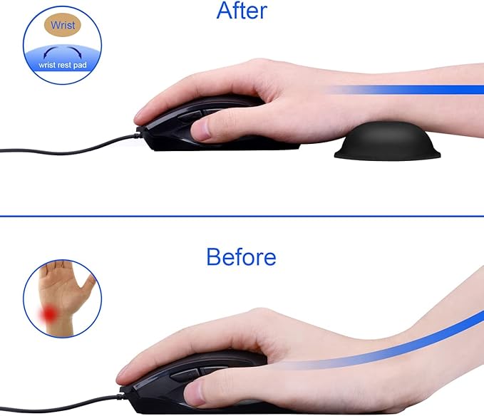 JIKIOU 2 Pack Mouse Wrist Rest, Memory Foam Mouse Wrist Rest Pad Support Cushion with Anti-Skid Rubber Base, Ergonomic Pain Relief Mouse Hand Rest for Gaming,Office, Computer,Laptop(Black)