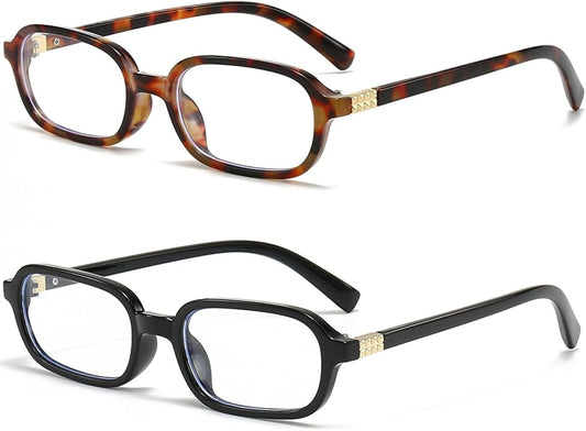 Breaksun Retro Rectangle Glasses for Women Men Small Square Blue Light Blocking Glasses Vintage Eyeglasses