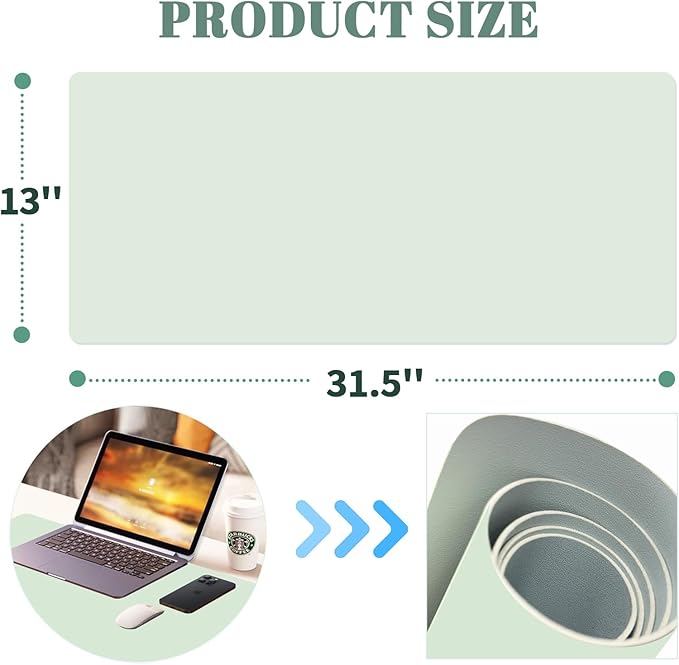 Dry Erase Desk Mat, Waterproof Desk Pad, Erasable Writing White Board for Making Plans, Non-Slip Large Desk Mat, Desktop Dry Erase Board for Office, Home, School (Green-1)