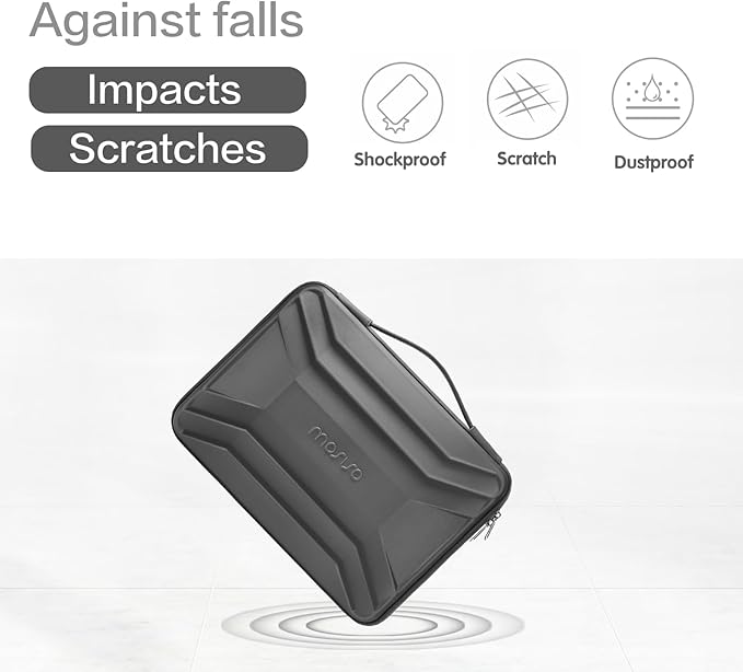 MOSISO 13-14 inch Laptop Hard Case, 13.3 inch Waterproof Shockproof Computer Bag Compatible with MacBook HP Dell, Symmetrical Trapezoid EVA Carrying Laptop Sleeve Hard Shell with Handle, Gray