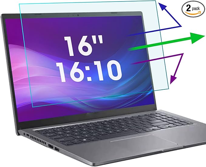 2 Pack 16 Inch Anti Blue Light Screen Protector for Lenovo/Dell/HP/ASUS/LG, Reduce Eye Strain Anti Glare Blue Light Blocking Screen Protector for 16’’ with 1920x1200 Resolution Laptop