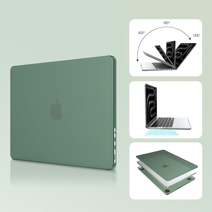 EooCoo Case Compatible with MacBook Pro 14 inch M5 2026-2021 M4 M3 M2 M1 Pro/Max Chip, Matte Grip, Bump-Resistant, Hard Shell Cases with Keyboard Cover, Screen Protector - Midnight Green