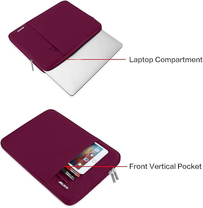 MOSISO Laptop Case 15 inch, 15 inch Laptop Sleeve Compatible with MacBook Air M5 A3448 M4 A3241 M3 A3114 M2 A2941 2026-2023, Dell XPS, Polyester Vertical Computer Sleeve Bag with Pocket, Wine Red