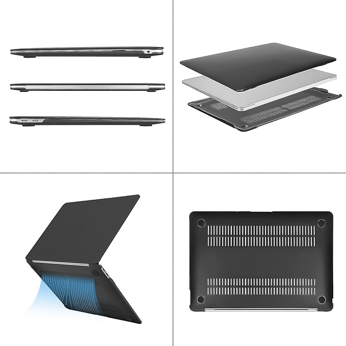 MOSISO Compatible with MacBook Air 13 inch Case M1 Chip 2021-2018 Release A2337 A2179 A1932, Plastic Hard Shell&Keyboard Cover&Screen Film&Storage Bag for MacBook Air 13.3 inch Case, Space Gray