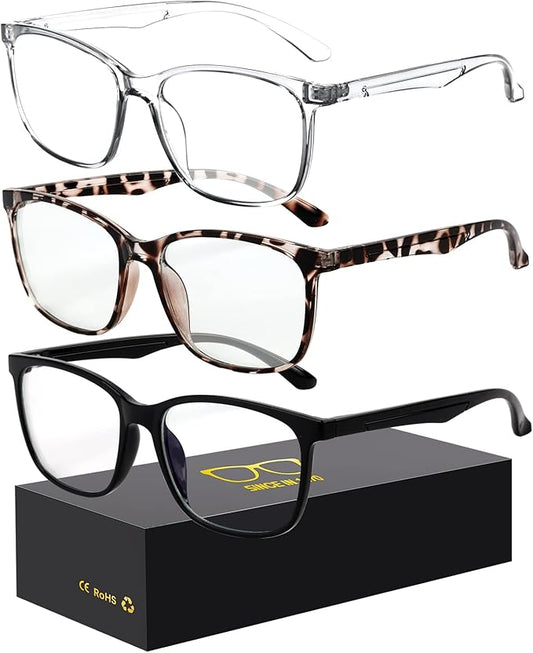 Oilway Blue-Light Blocking Glasses Computer Reading/Gaming/TV/Phones Glasses Fashion Anti Eyestrain Glasses for Women Men（D5 Black + Douhua + Transparent