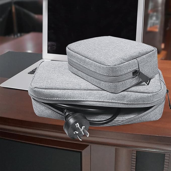 2PCS Electronics Organizer Travel Case, Electronic Accessories Bag, Waterproof Accessories Storage Pouch for Power Bank, Cable, Cord, Charger, Mouse, Various Accessories (Small+Big-Gray)