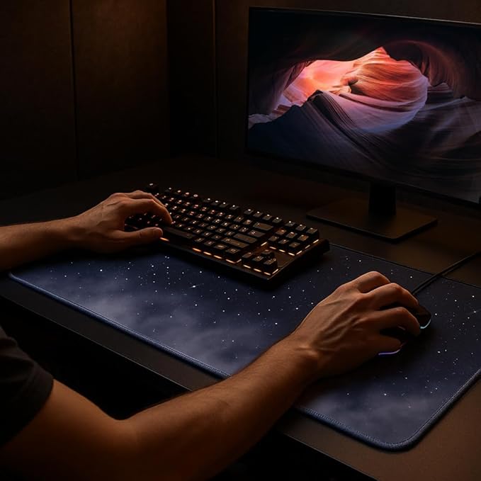 11.8x23.6 Inches Large Gaming Mouse Pad Mat with Stitched Edge Non-Slip Rubber Base Washable Resilient for Office Computers Laptop Table Mouse Pads Mats Accessory (Starry Sky)
