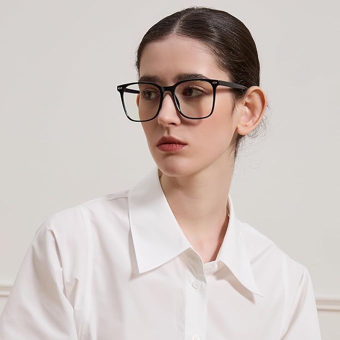Oversized Square Blue Light Blocking Glasses for Women Men, Anti-Fatigue Computer Monitor Glasses Reduce Eye Strain