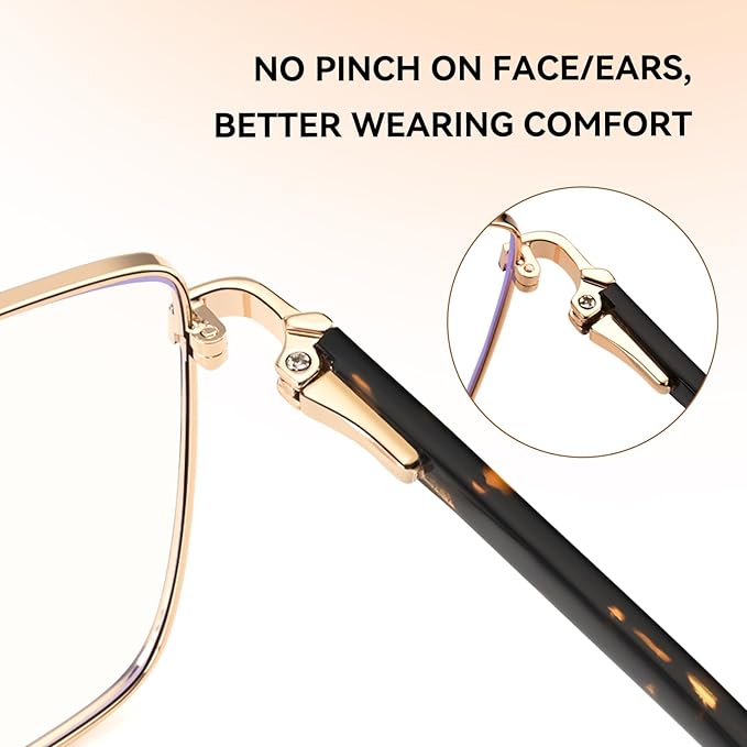 Dollger Blue Light Blocking Glasses for Women Trendy Oversized Computer Eyeglasses Cat Eye Metal Frame bluelight glasses Gold