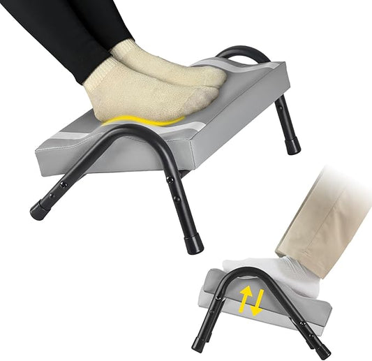 FUSLITE Foot Rest for Under Desk at Work,Ergonomic Foot Rest for Office Use, Adjustable Heights,Relieving Pain in Lower Back, Hip, Knee (Grey)