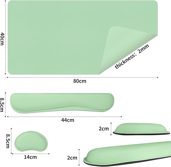 Mouse Pad and Keyboard Wrist Rest, 3-in-1 Large Keyboard and Mouse Pad Set, Wrist Rest for Computer Keyboards, Non-Slip Green Desk Mat for Women St. Patricks Day Accessories, 31.5" X 15.7"