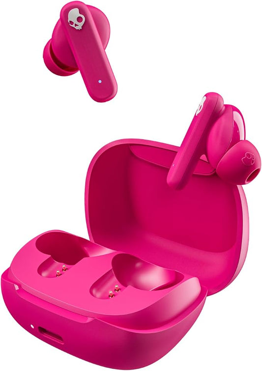 Skullcandy Smokin’ Buds Wireless Earbuds, Bluetooth Headphones, Noise Isolating Fit, Up to 20 Hours Battery, IPX4 Sweat and Water Resistant, Microphone for iPhone Android - Pink