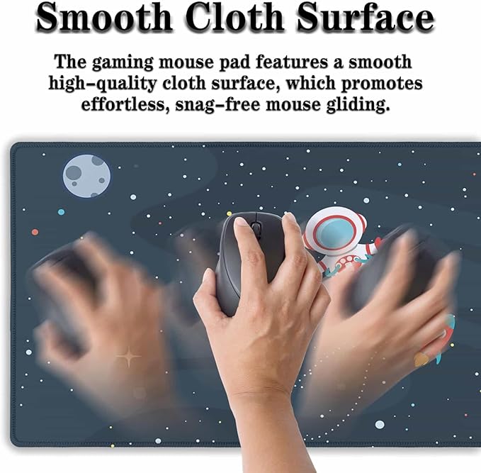Keyboard Mat Cute Astronaut Large Mouse Pads Men¡¯s Office Accessories Pc Mouse Pad Mousepad XXL Non-Slip Rubber Base Waterproof with Stitched Edges 35.4" X 15.7" for Game Office,