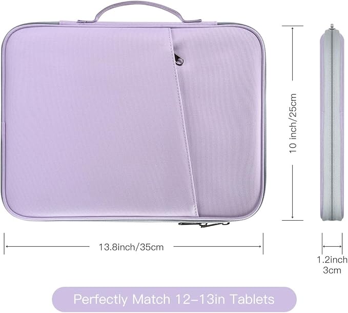 12.9 Inch Tablet Sleeve for Samsung Galaxy Tab S10+ Plus/S9+ S8+/S7+ Plus/S7 FE,iPad Pro M5 M4 13 2025/Air M4 M3 M2 13/Pro 12.9, 12.4" Microsoft Surface Laptop Go 2/11 Snapdragon Carrying Bag-Purple