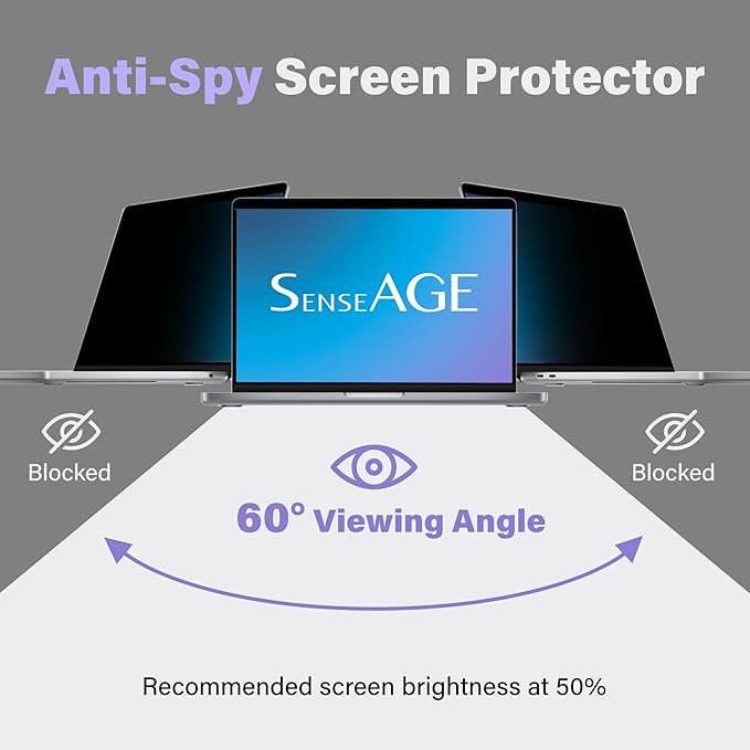 SenseAGE Magnetic Privacy Screen Filter for MacBook Air 13 Inch (2018-2021), Pro (2016-2022, M1, M2), Easy On/Off, Anti-Blue Light Privacy Screen Protector, Compatible with MacBook 13.3" Air Pro
