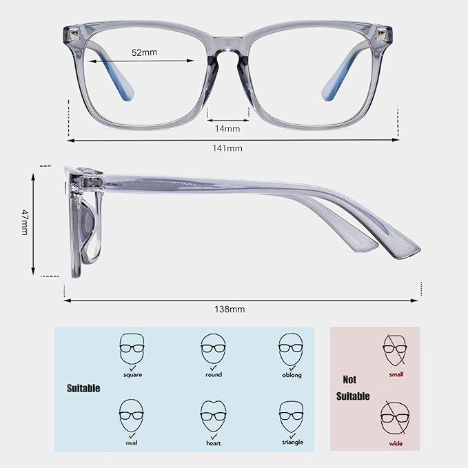 MAXJULI Blue Light Blocking Glasses,Computer Reading/Gaming/TV/Phones Glasses for Women Men(Transparent Blue)