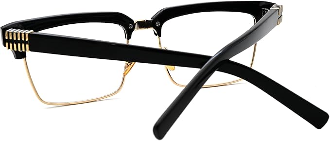 Semi Rimless Rectangle Blue Light Glasses Men Women Black Square Eyewear