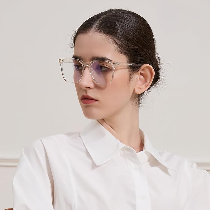 Oversized Square Blue Light Blocking Glasses for Women Men, Anti-Fatigue Computer Monitor Glasses Reduce Eye Strain