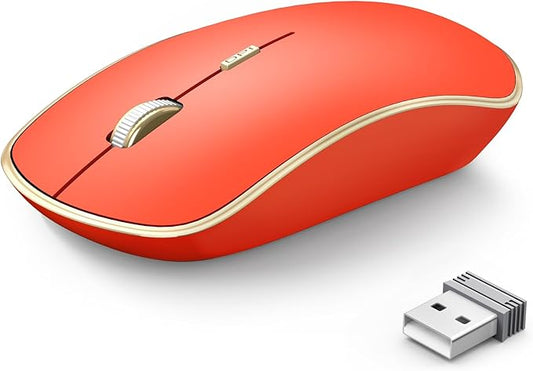 JOYACCESS Wireless Gaming Mouse, Slim Portable USB Mouse for Laptop, Computer, PC (Orange Red)