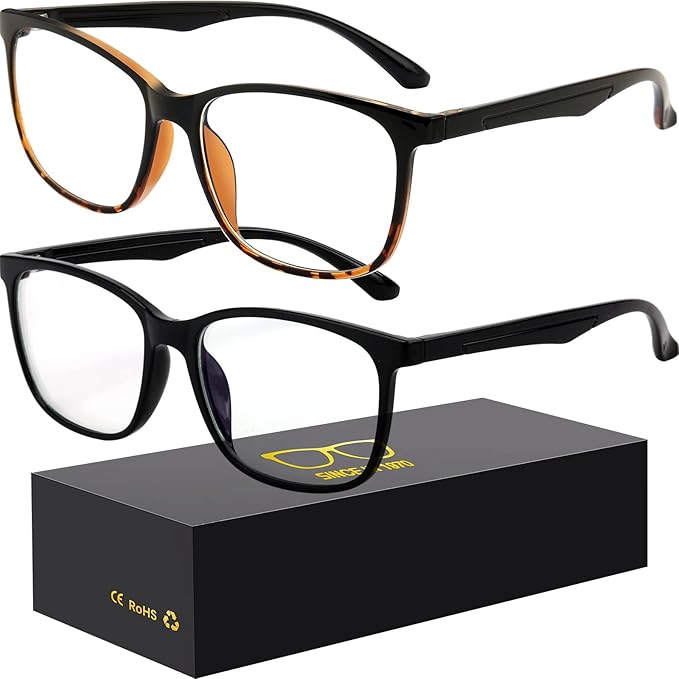 Oilway Blue-Light Blocking Glasses Computer Reading/Gaming/TV/Phones Glasses Fashion Anti Eyestrain Glasses for Women Men（A5 Black + Black leopard print）