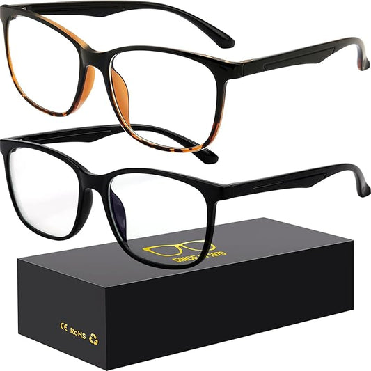 Oilway Blue-Light Blocking Glasses Computer Reading/Gaming/TV/Phones Glasses Fashion Anti Eyestrain Glasses for Women Men（A5 Black + Black leopard print）