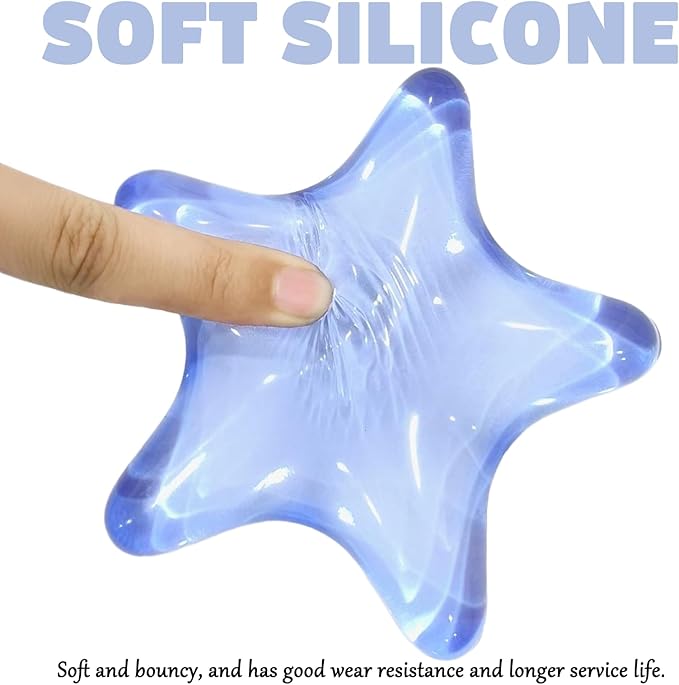 Gel Wrist Rest for Keyboard and Mouse Transparent Blue Sea Star Elbow Pad Cushion Ergonomic Cute Clear Cool Mouse Wrist Pad Silicone Non-Slip Support for Computer Gaming Office Hand Pillow Ocean Beach