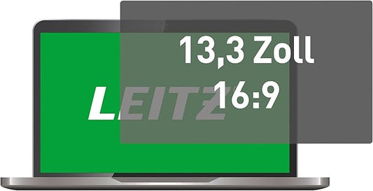 Leitz Laptop Privacy Filter 13.3 Inch (16:9), Removable Protective Film for Laptops, with Blue Light Filter and Anti-Glare Protection, Can be Used on Both Sides, Touchscreen Compatible, Made in