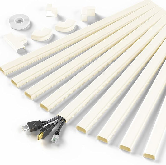 Delamu Cord Hider, 142in Cable Hider, Cord Covers for 2-3 Wires on Wall, Wire Covers for Cords, Wire Hiders for TV on Wall, Easier Setup Cable Cover Cable Management, W0.94 H0.47in, Beige by DELAMU